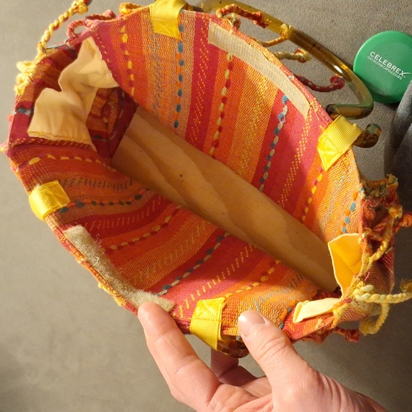 Multicolor Patterned Handbag with Fringe - Picture 3 of 4